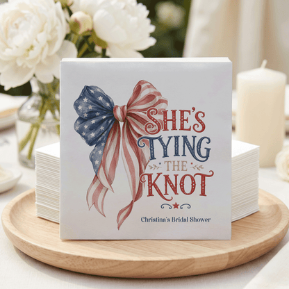 Fourth of July Bridal Shower Napkins, She's Tying the Knot - Pretty Gifted