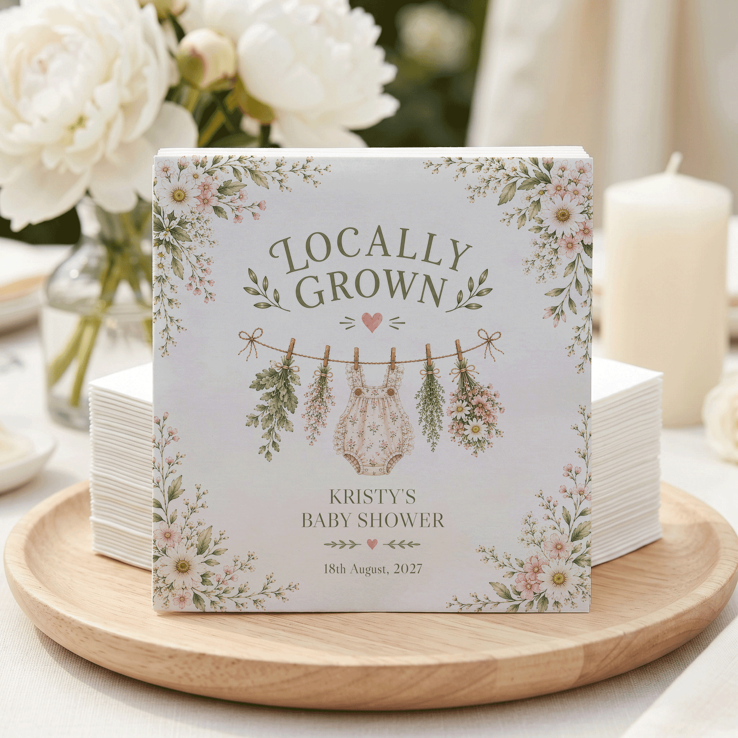 Fresh Picked Baby Girl Shower Napkins, Locally Grown Floral - Pretty Gifted
