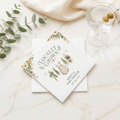 Garden Clothesline Baby Shower Napkins, Locally Grown Neutral - Pretty Gifted