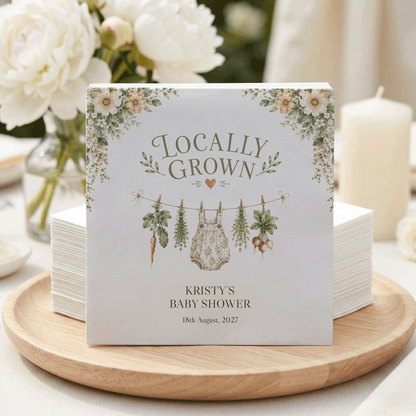 Garden Clothesline Baby Shower Napkins, Locally Grown Neutral - Pretty Gifted