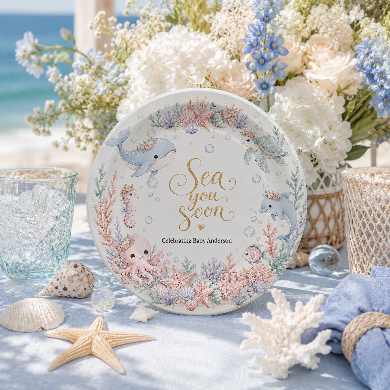 Gender Neutral Under the Sea Baby Shower Plates - Pretty Gifted