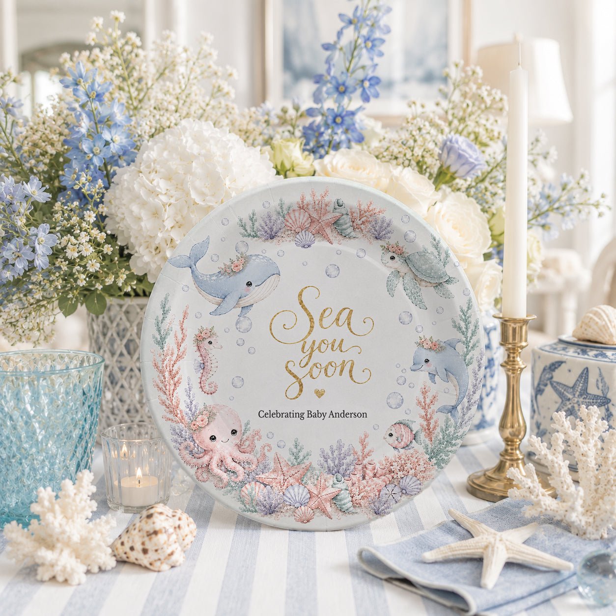 Gender Neutral Under the Sea Baby Shower Plates - Pretty Gifted