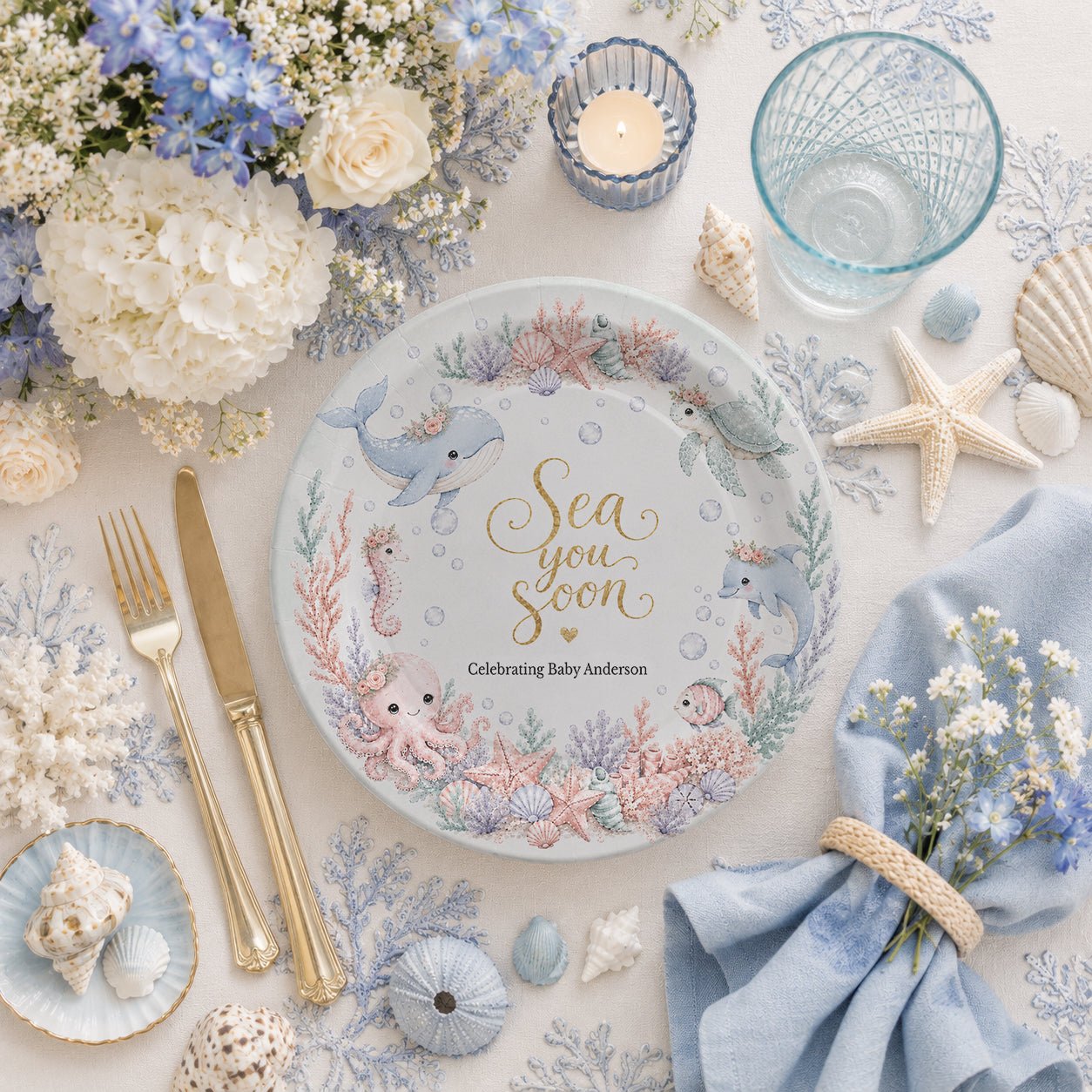 Gender Neutral Under the Sea Baby Shower Plates - Pretty Gifted