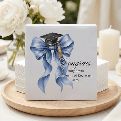 Graduation Napkins, Personalized Coquette Bow Design - Pretty Gifted