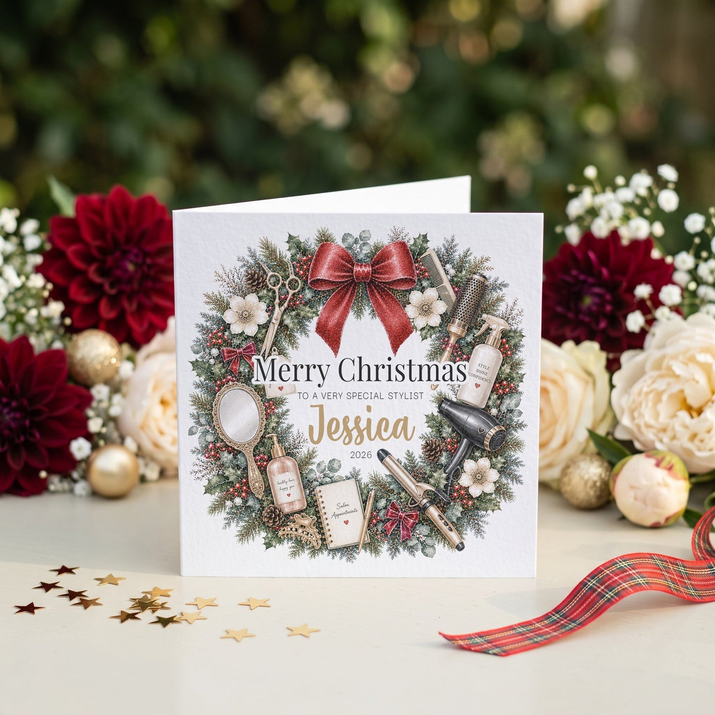 Hairdresser Christmas Card, Personalized Stylist Gift - Pretty Gifted