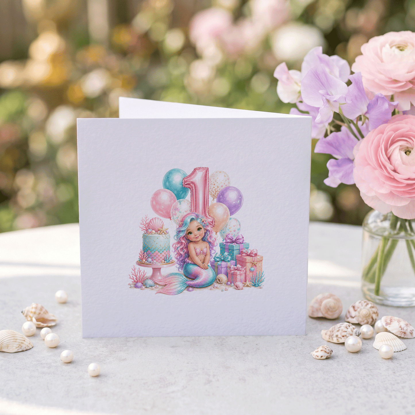 Happy 1st Birthday Niece Card | Personalized Mermaid - Pretty Gifted
