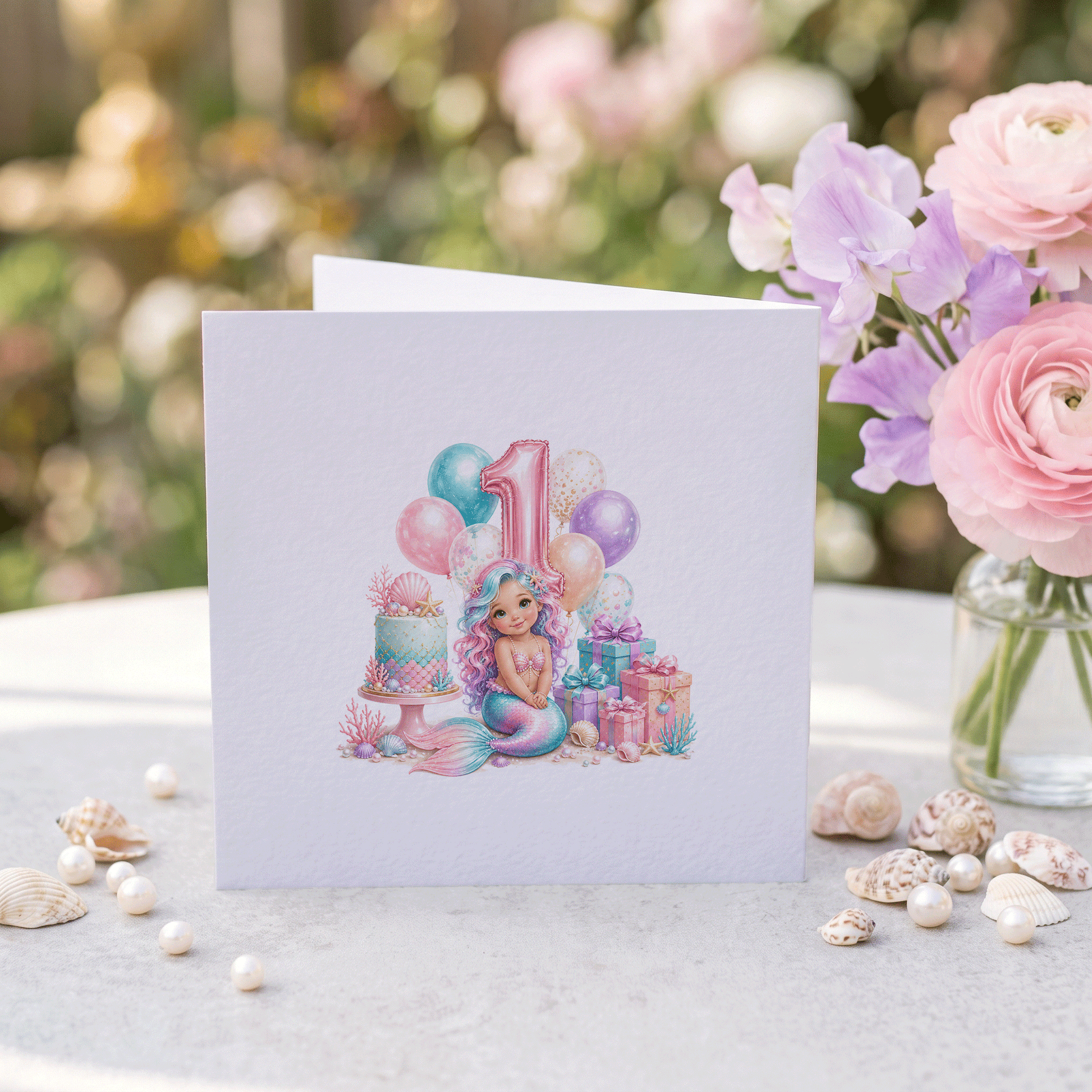Happy 1st Birthday Niece Card | Personalized Mermaid - Pretty Gifted