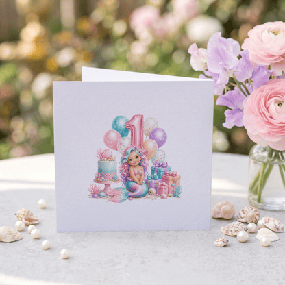 Happy 1st Birthday Niece Card | Personalized Mermaid - Pretty Gifted