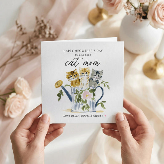 Happy Meowther's Day Card, Personalized Cat Mom Gift - Pretty Gifted
