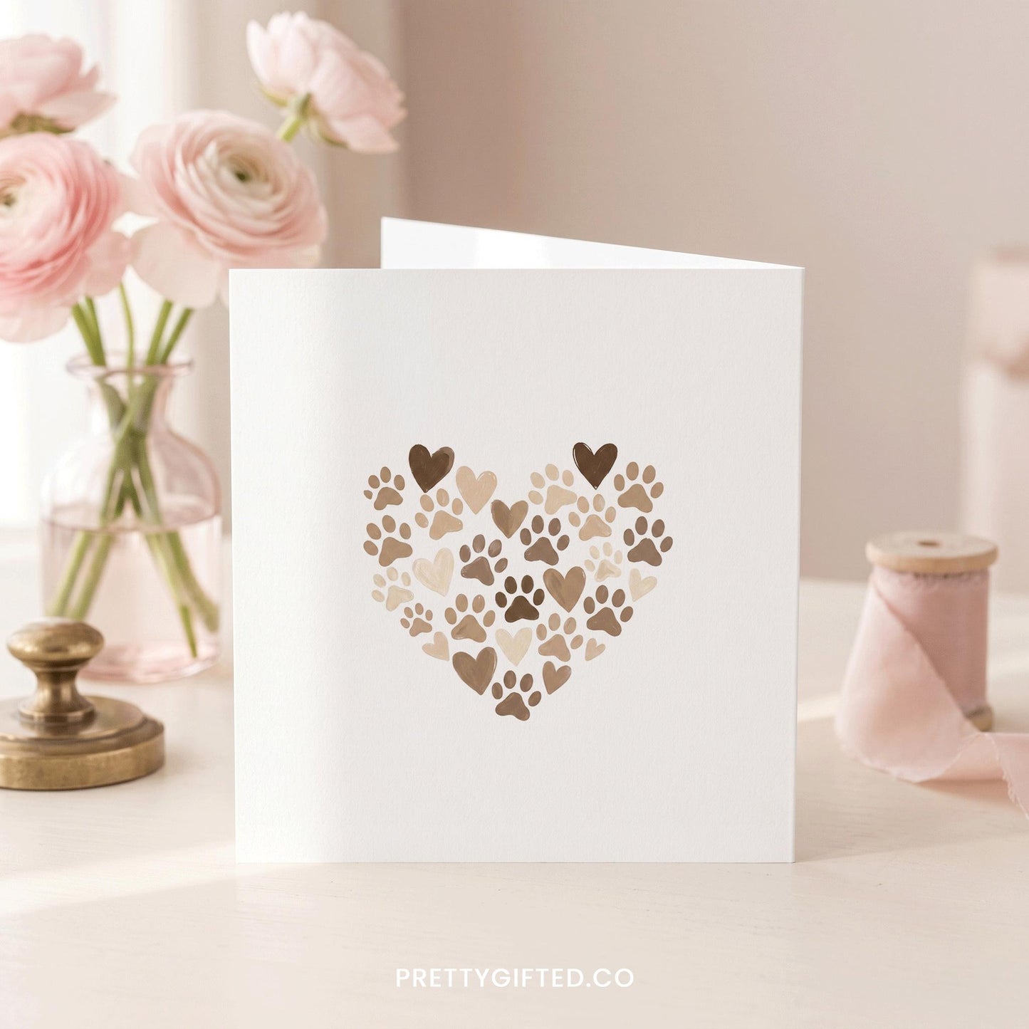 Dog Grandma Mother's Day Card, Paw Print Heart, Personalized