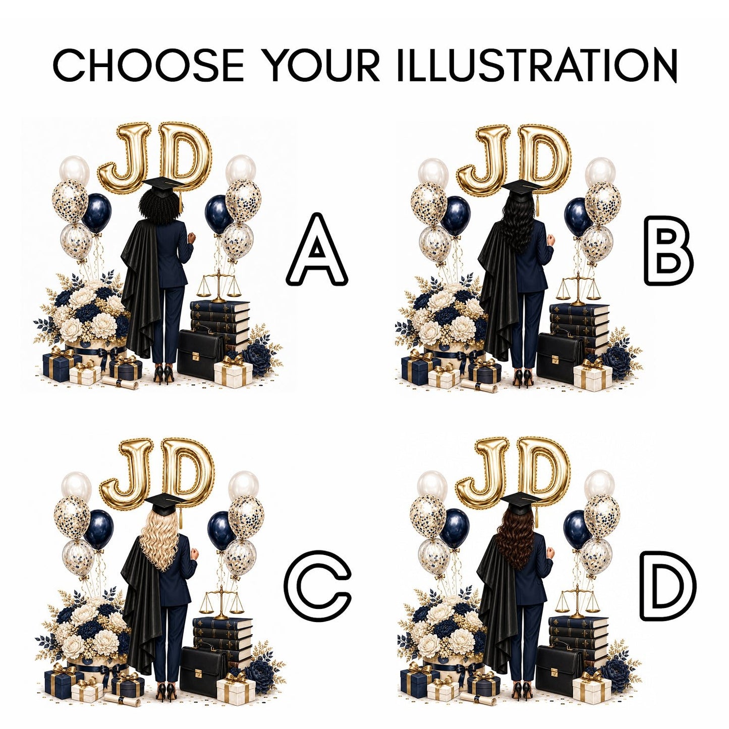 JD Graduation Card, Personalized Law School Grad Gift - Pretty Gifted