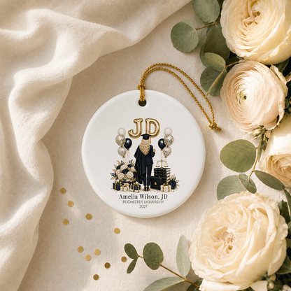 JD Graduation Ornament, Personalized Lawyer Keepsake - Pretty Gifted