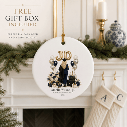 JD Graduation Ornament, Personalized Lawyer Keepsake - Pretty Gifted