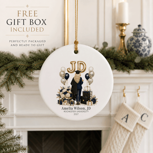 JD Graduation Ornament, Personalized Lawyer Keepsake - Pretty Gifted