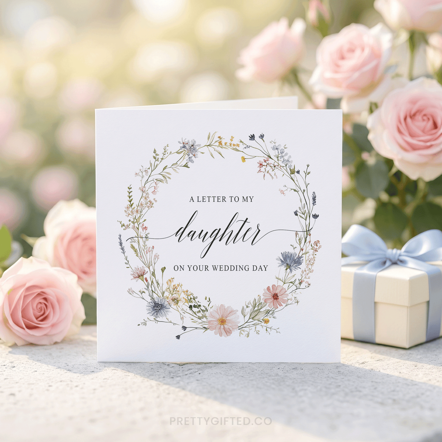 Letter to My Daughter on Wedding Day Wildflower Card - Pretty Gifted