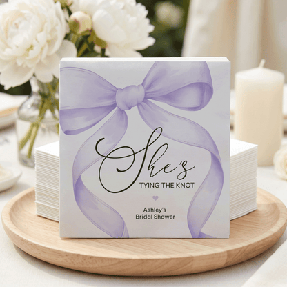 Lilac Bow She’s Tying the Knot Bridal Shower Napkins - Pretty Gifted