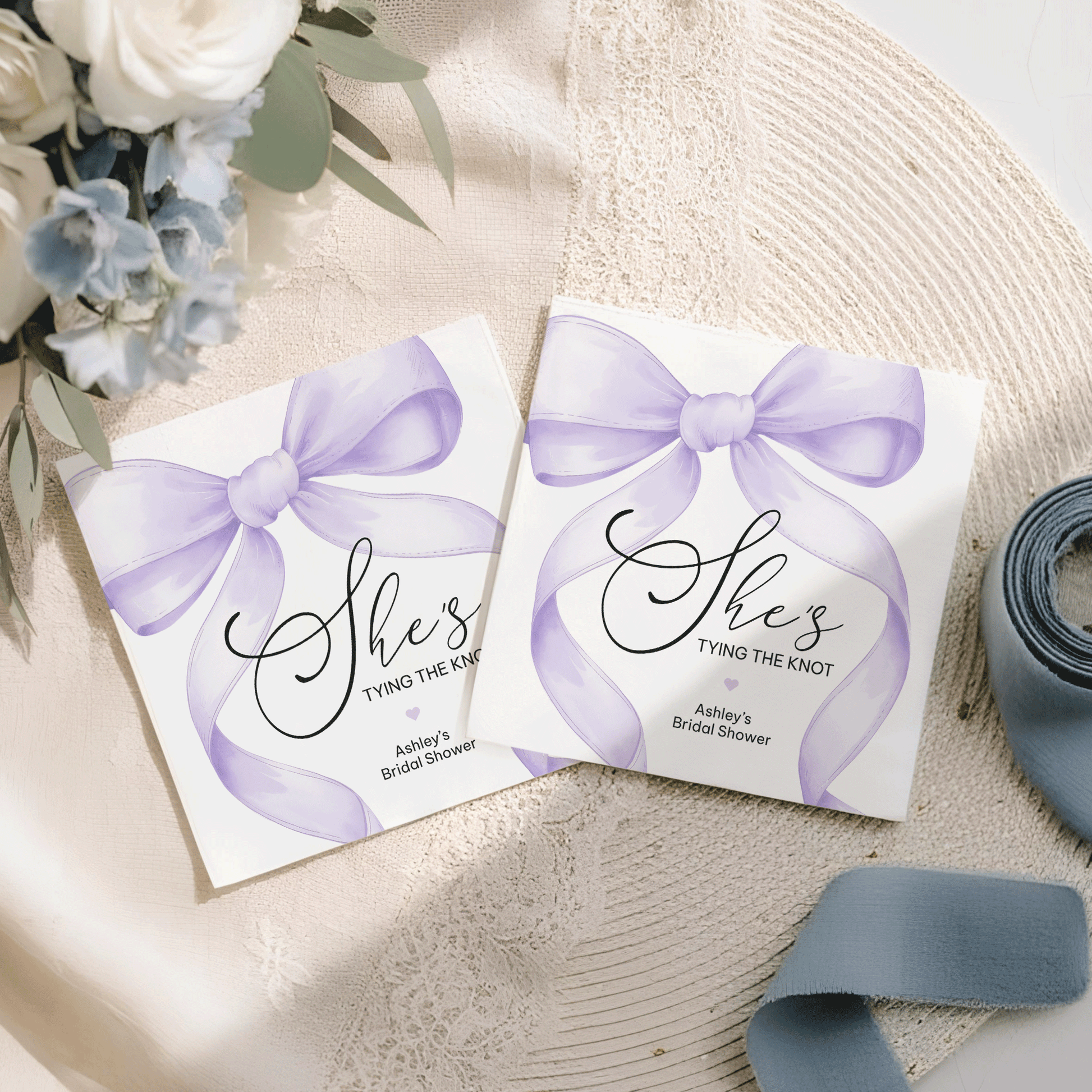Lilac Bow She’s Tying the Knot Bridal Shower Napkins - Pretty Gifted
