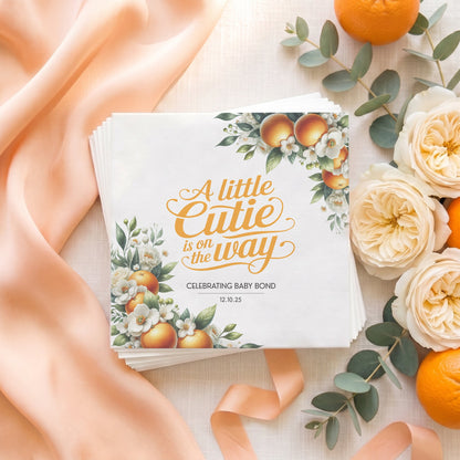 Little Cutie Baby Shower Napkins, Personalized Citrus - Pretty Gifted