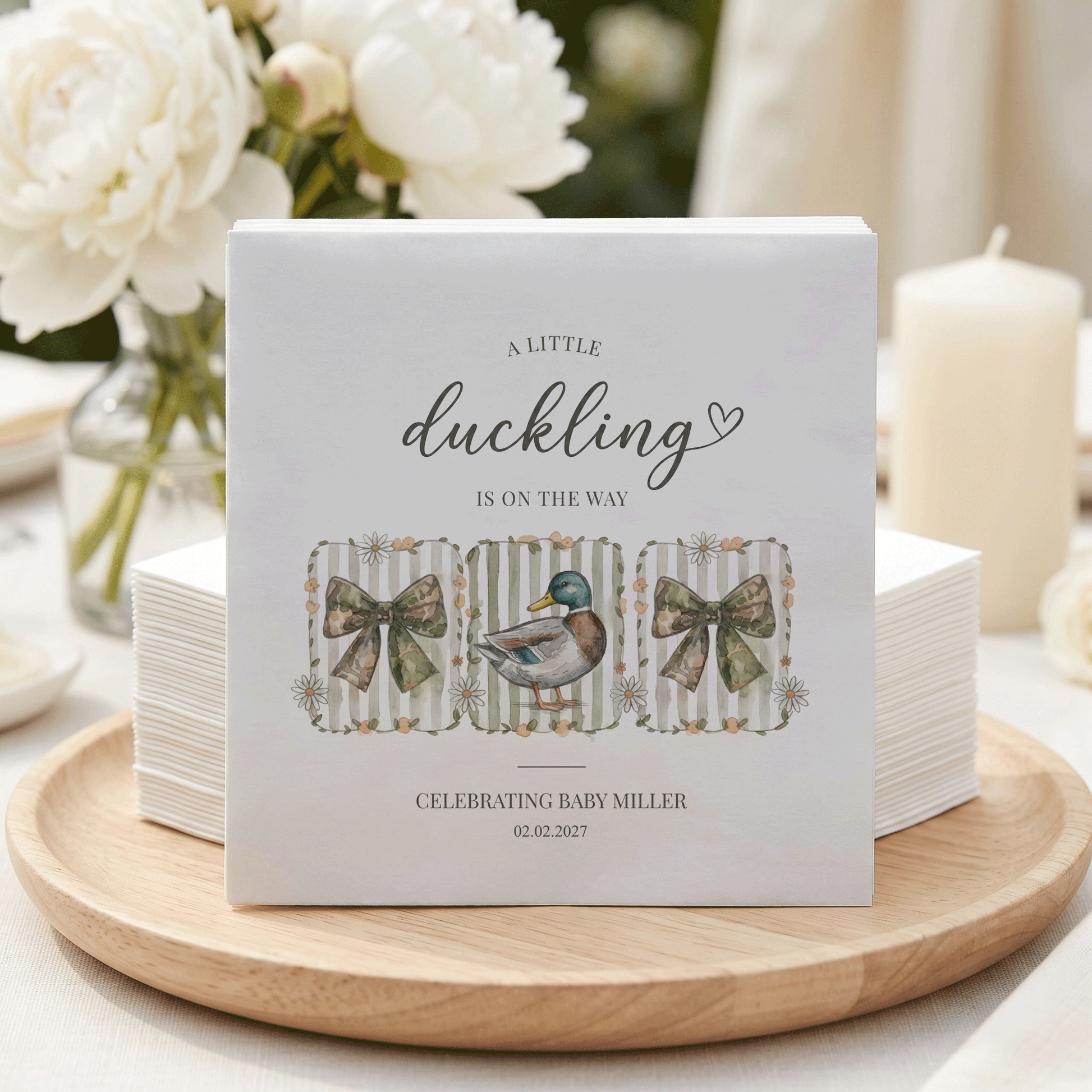 Little Duckling Baby Shower Napkins, Personalized Duck Theme - Pretty Gifted