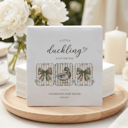 Little Duckling Baby Shower Napkins, Personalized Duck Theme - Pretty Gifted