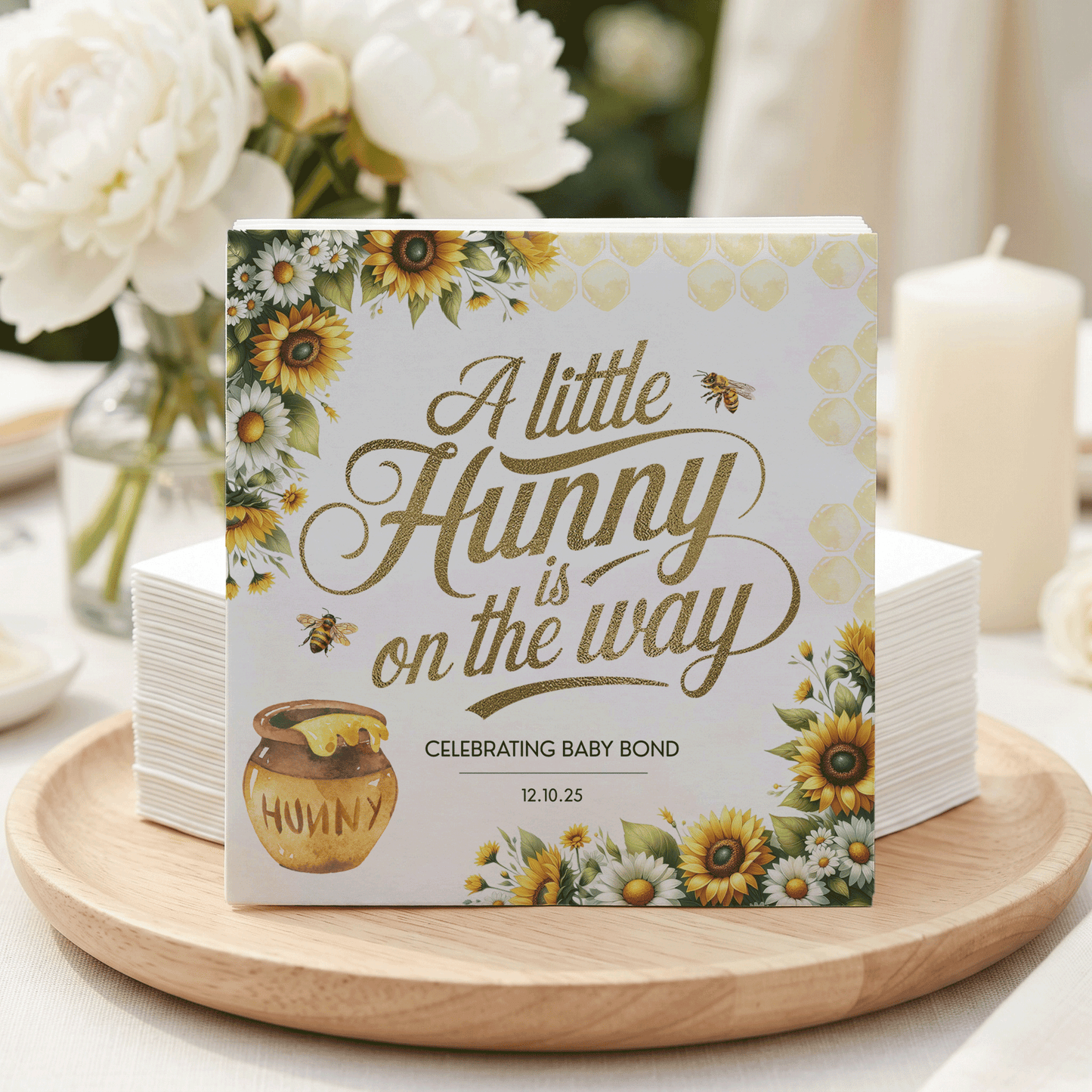 Little Hunny Baby Shower Napkins, Personalized Bee - Pretty Gifted