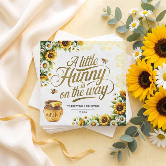 Little Hunny Baby Shower Napkins, Personalized Bee - Pretty Gifted