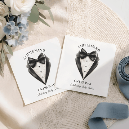 Little Man Baby Shower Napkins, Personalized Tuxedo Design - Pretty Gifted