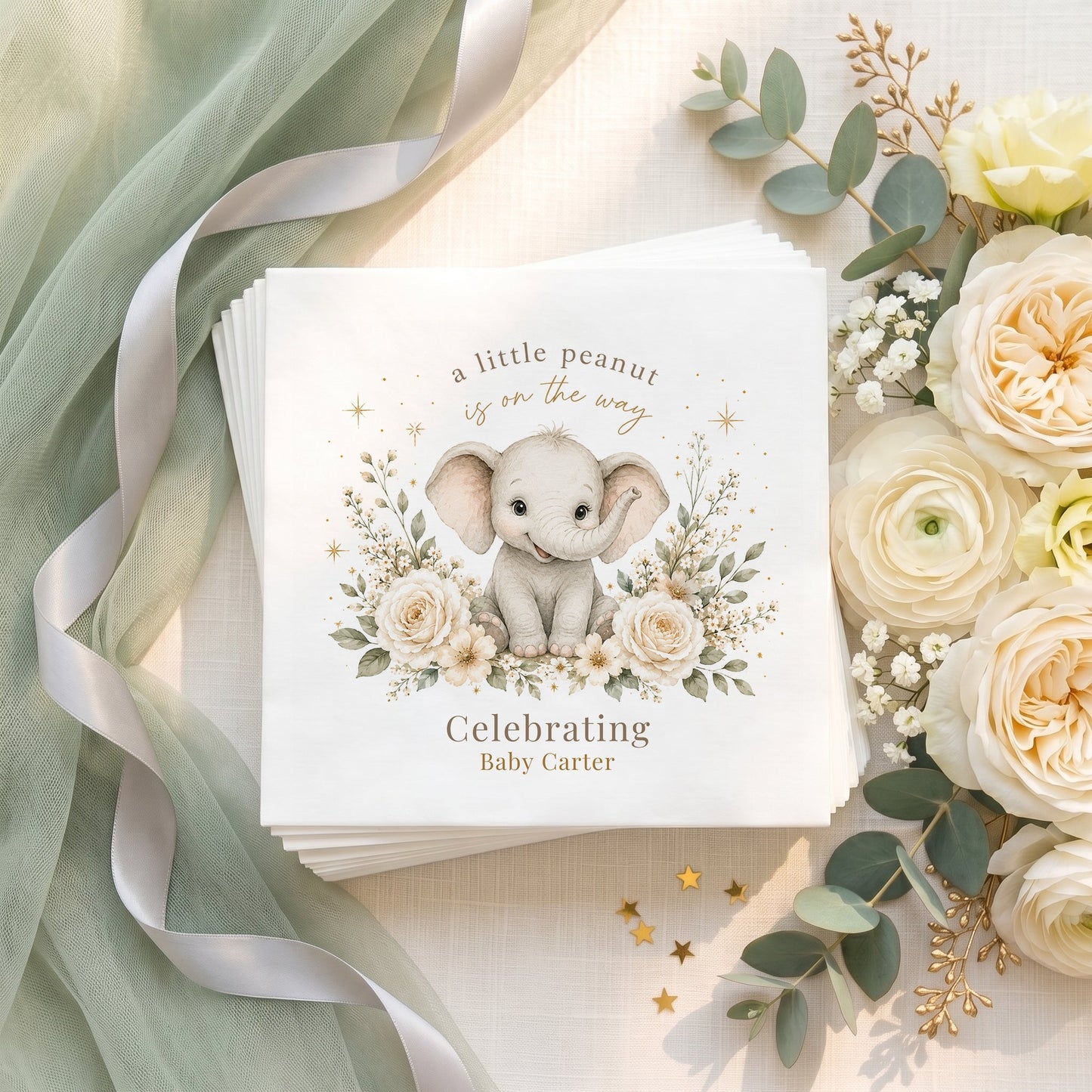 Little Peanut Personalized Baby Shower Napkins - Pretty Gifted