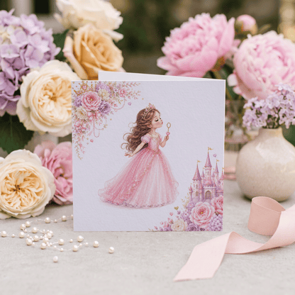 Little Princess 5th Birthday Card, Personalized with Name - Pretty Gifted