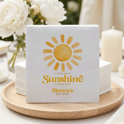 Little Ray of Sunshine Baby Shower Napkins, Personalized - Pretty Gifted
