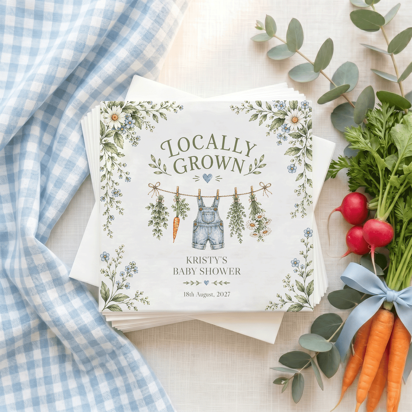 Little Sprout Baby Boy Shower Napkins, Locally Grown Denim - Pretty Gifted
