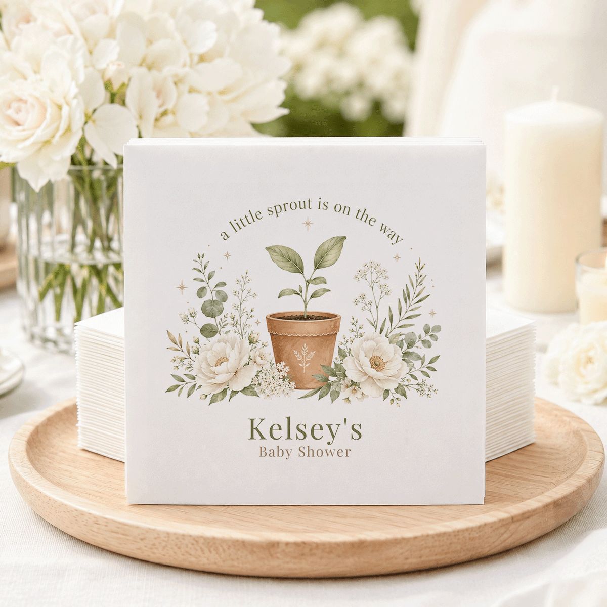 Little Sprout Terracotta Pot Baby Shower Napkins - Pretty Gifted