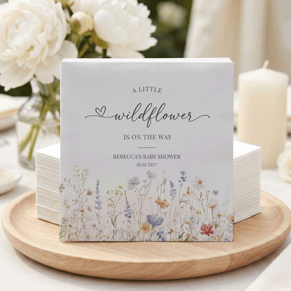 Little Wildflower Baby Shower Napkins – Spring Meadow Floral Cocktail Napkins - Pretty Gifted