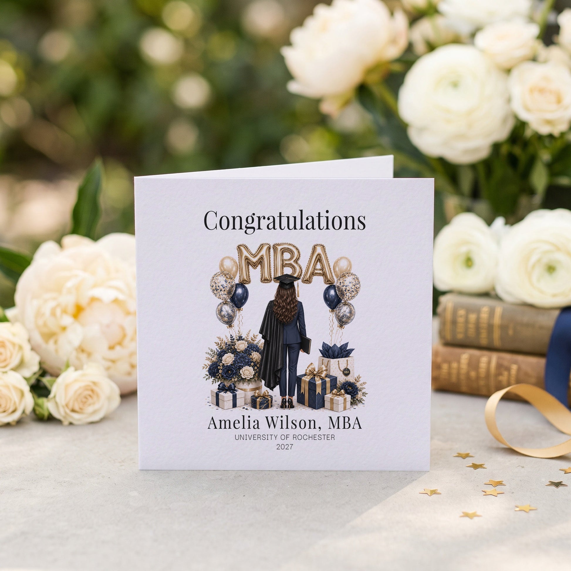 MBA Graduation Card, Personalized Business Grad Gift - Pretty Gifted