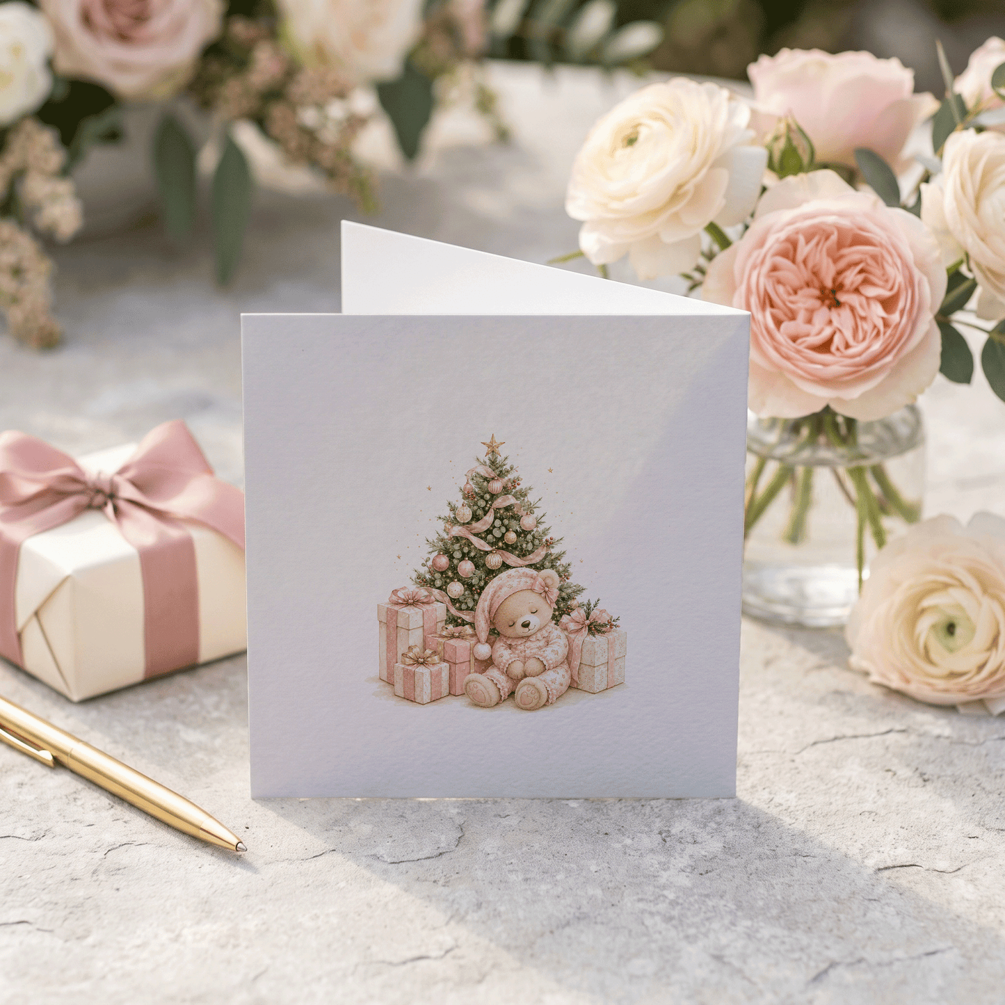 Merry 1st Christmas Niece Card | Personalized Teddy Bear - Pretty Gifted