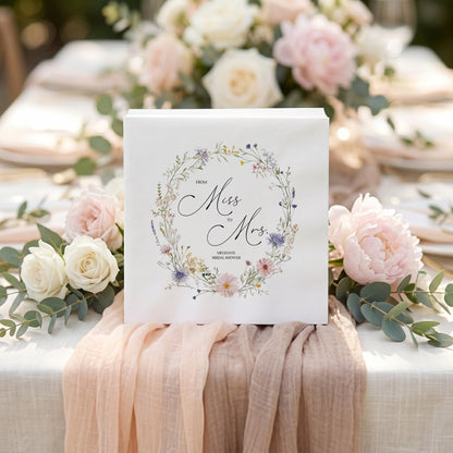 Miss to Mrs Wildflower Bridal Shower Napkins Personalized - Pretty Gifted