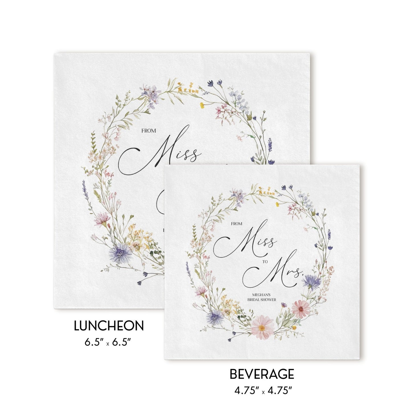 Miss to Mrs Wildflower Bridal Shower Napkins Personalized - Pretty Gifted