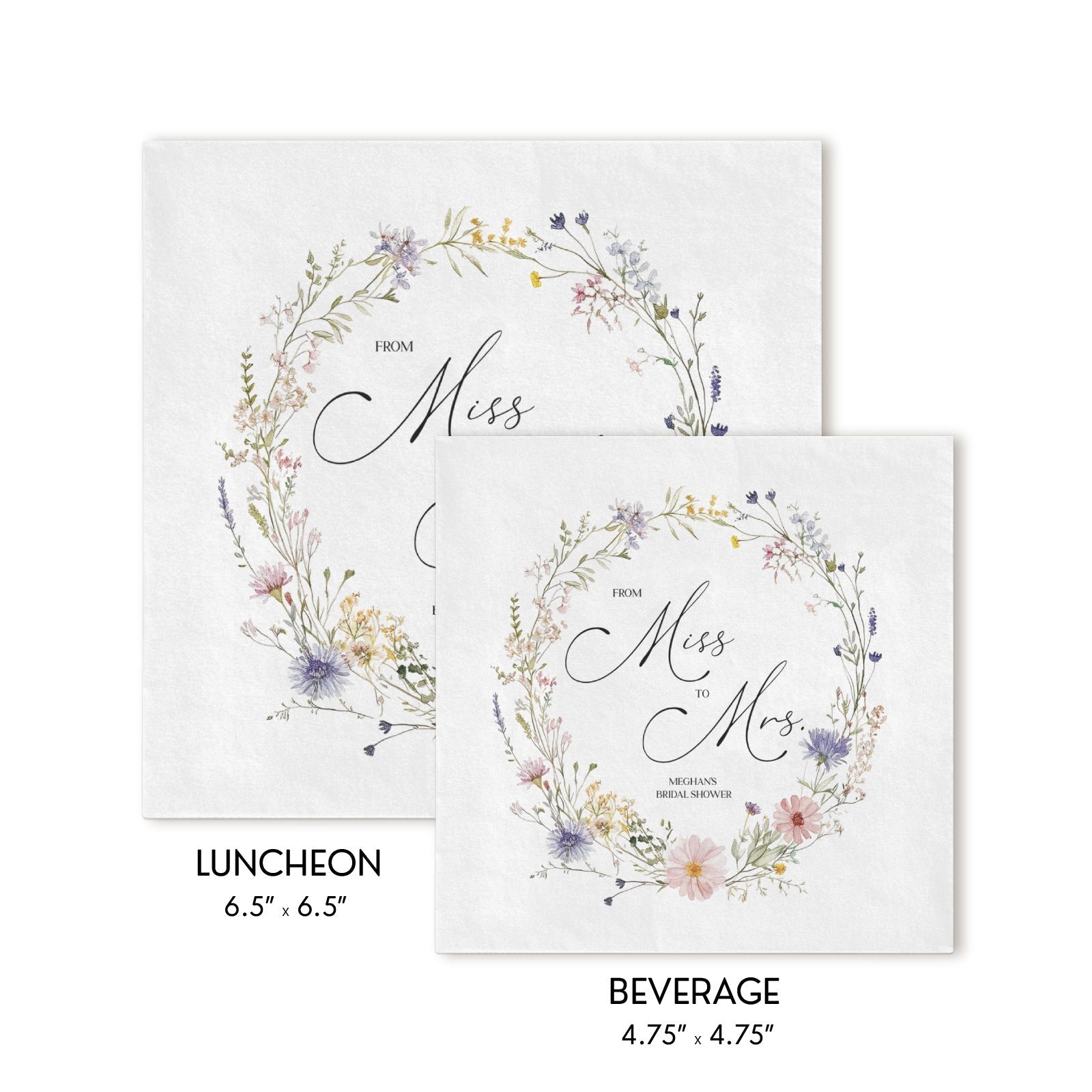 Miss to Mrs Wildflower Bridal Shower Napkins Personalized - Pretty Gifted