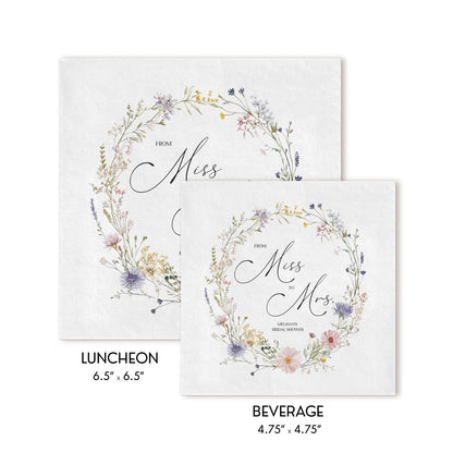 Miss to Mrs Wildflower Bridal Shower Napkins Personalized - Pretty Gifted