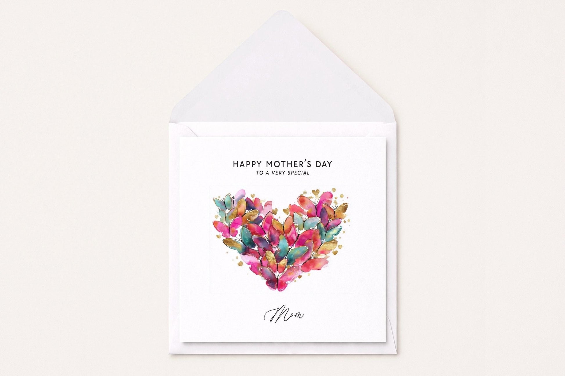 Mother's Day Card, Butterfly Heart Personalized Mom Gift - Pretty Gifted