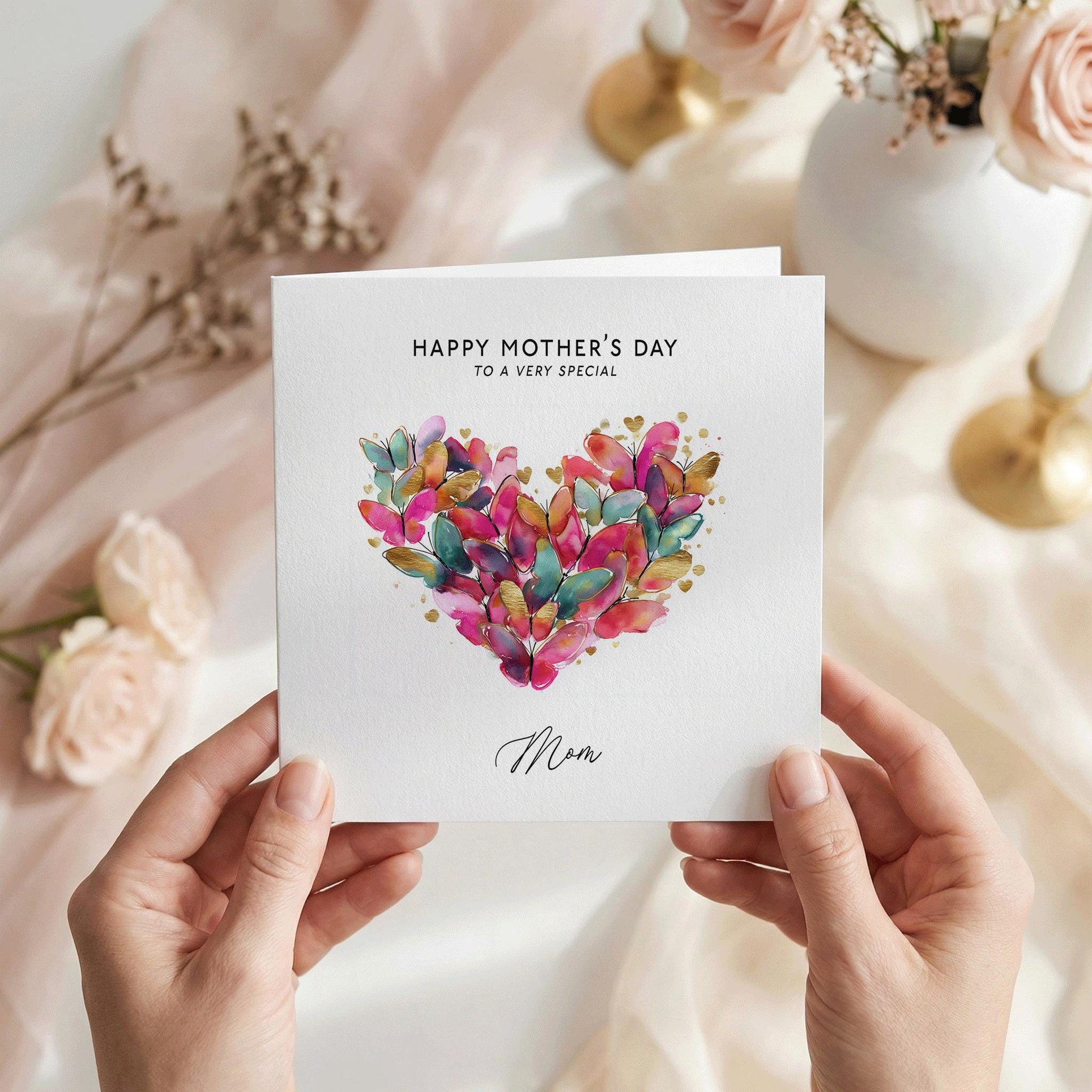 Mother's Day Card, Butterfly Heart Personalized Mom Gift - Pretty Gifted