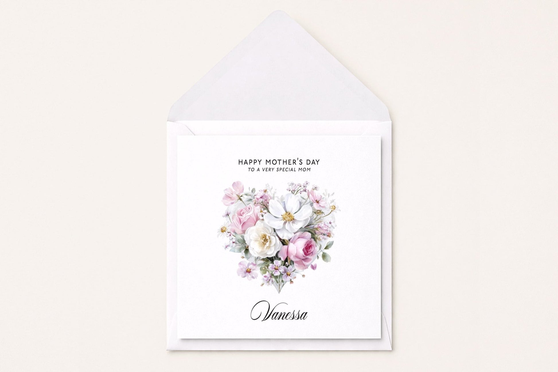 Mother's Day Card, Floral Heart Personalized Mom Gift - Pretty Gifted