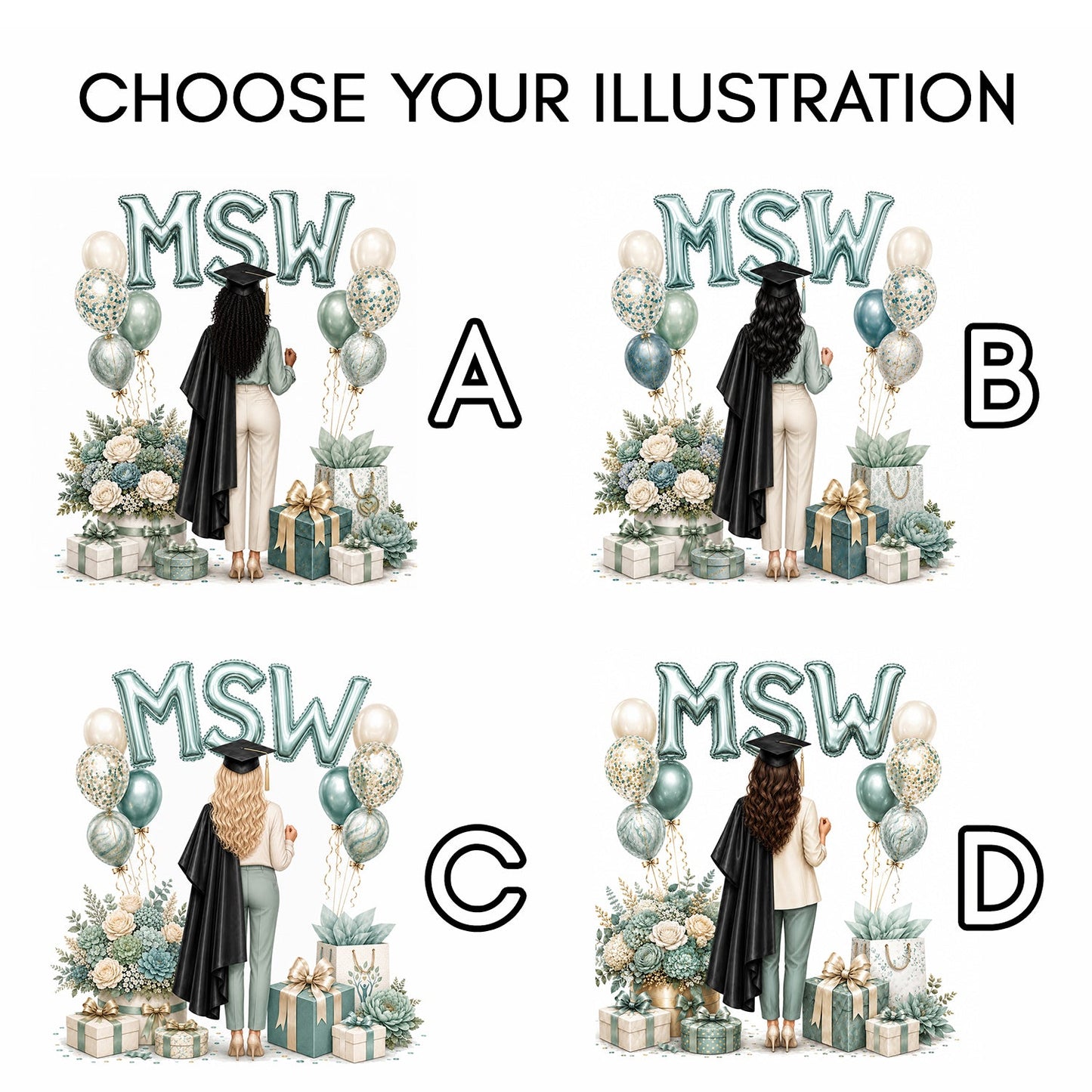 MSW Graduation Card, Personalized Social Work Grad Gift - Pretty Gifted