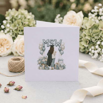MSW Graduation Card, Personalized Social Work Grad Gift - Pretty Gifted