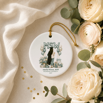 MSW Graduation Ornament, Personalized Social Work Gift - Pretty Gifted