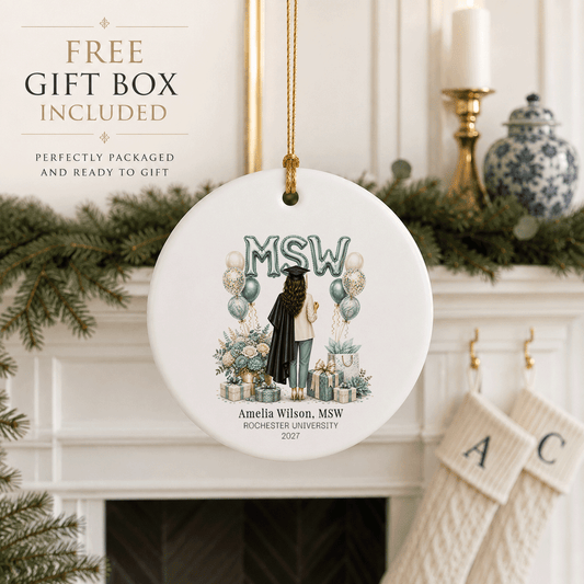 MSW Graduation Ornament, Personalized Social Work Gift - Pretty Gifted