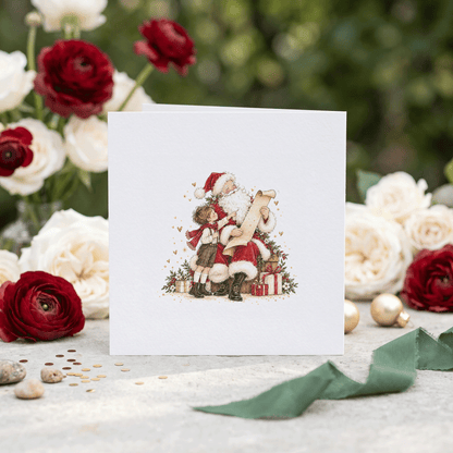 Nephew Christmas Card, His Name and a Santa Illustration - Pretty Gifted