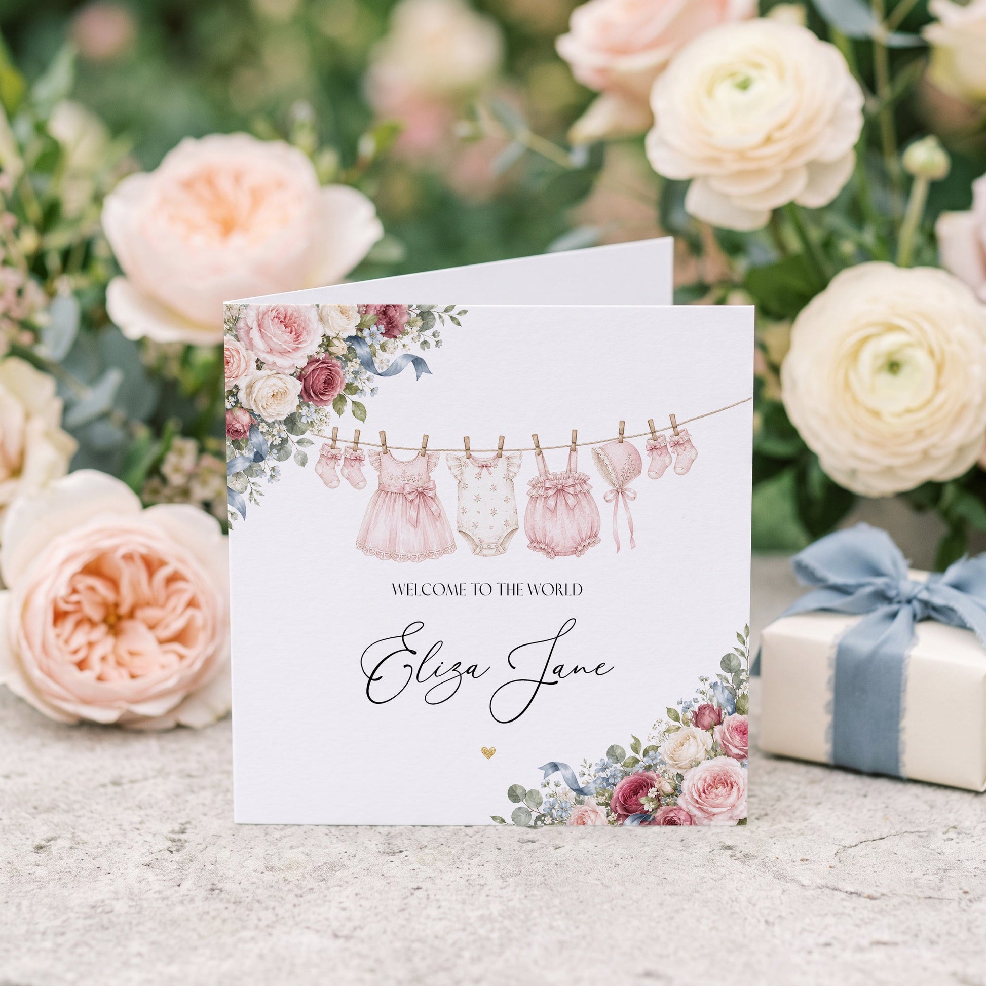 New Baby Girl Card | Personalized Welcome to the World Keepsake - Pretty Gifted