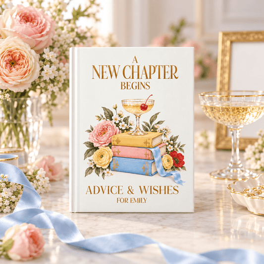 New Chapter Bridal Shower Guest Book, Pastel Florals - Pretty Gifted