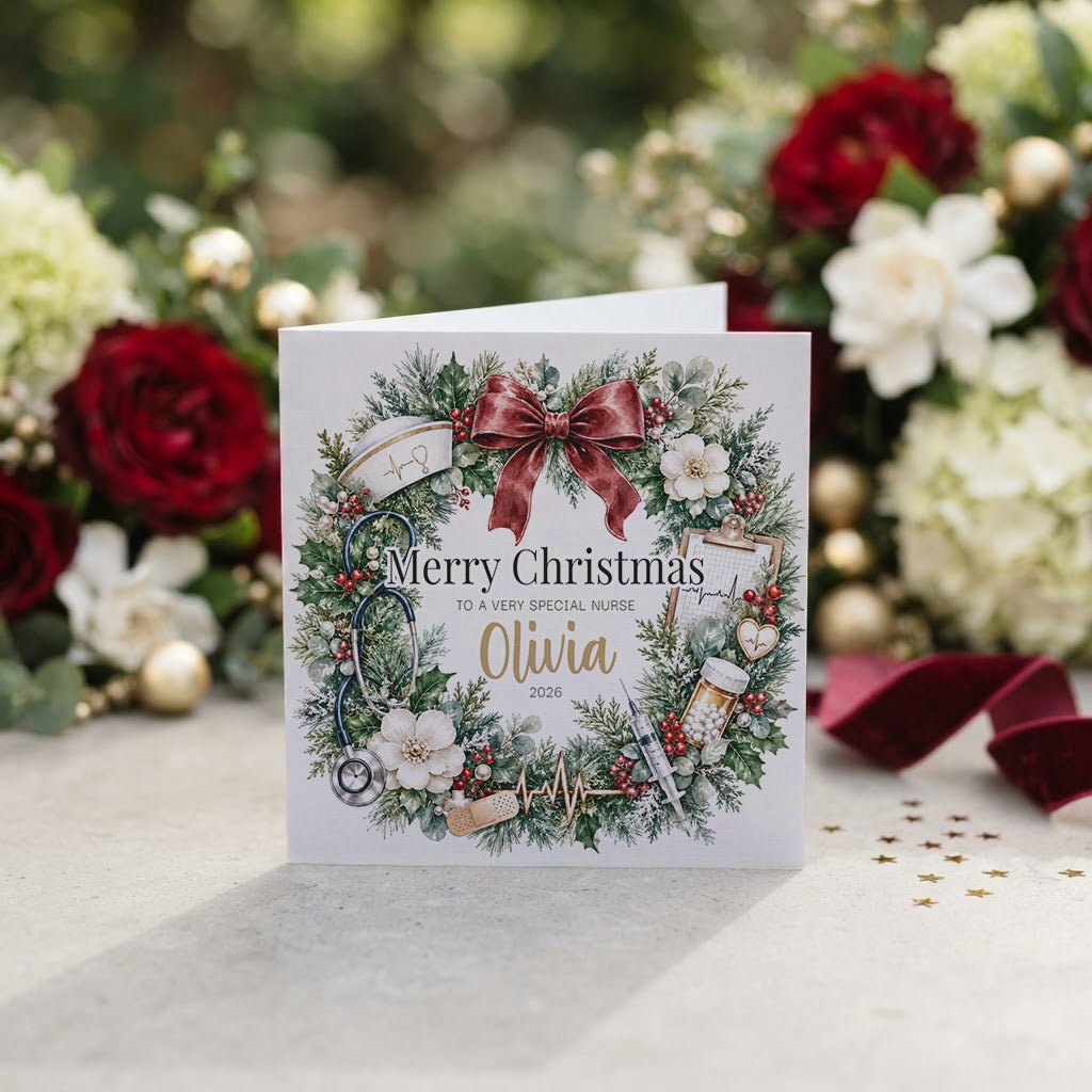 Nurse Christmas Card, Personalized RN Keepsake Gift - Pretty Gifted